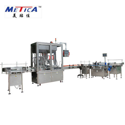 خط إنتاج تعبئة وتغليف زجاجات شراب METICA آلة تعبئة وتغطية زجاجات الحيوانات الأليفة